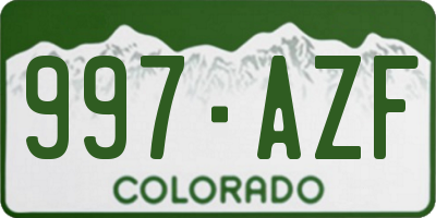 CO license plate 997AZF