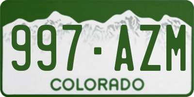CO license plate 997AZM