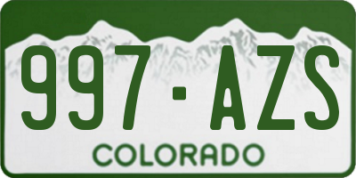 CO license plate 997AZS