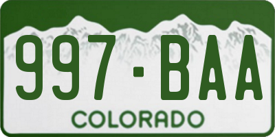 CO license plate 997BAA