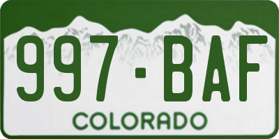 CO license plate 997BAF