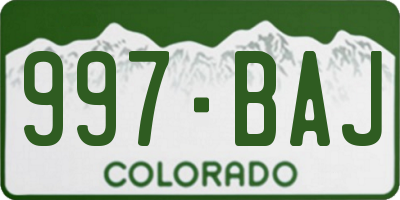 CO license plate 997BAJ