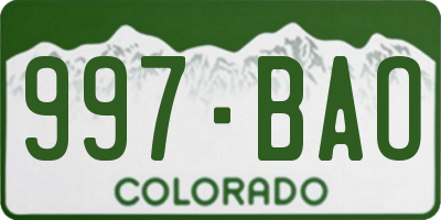 CO license plate 997BAO