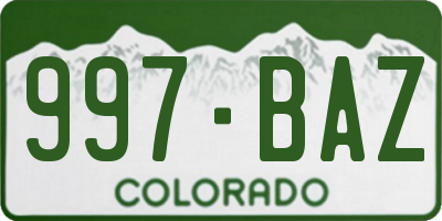 CO license plate 997BAZ