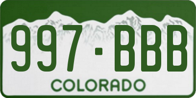 CO license plate 997BBB