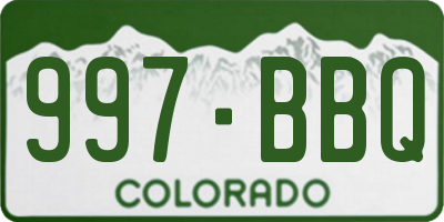 CO license plate 997BBQ