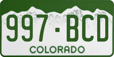 CO license plate 997BCD