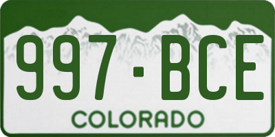 CO license plate 997BCE