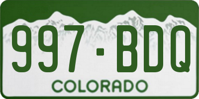 CO license plate 997BDQ