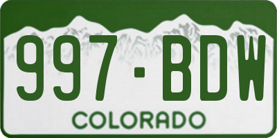CO license plate 997BDW