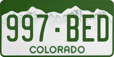 CO license plate 997BED