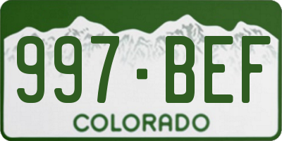 CO license plate 997BEF