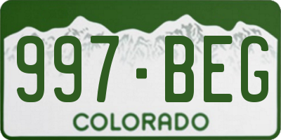 CO license plate 997BEG