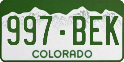 CO license plate 997BEK
