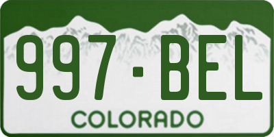 CO license plate 997BEL