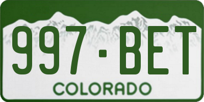 CO license plate 997BET