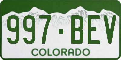CO license plate 997BEV