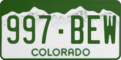 CO license plate 997BEW