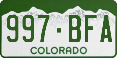 CO license plate 997BFA