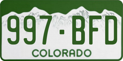 CO license plate 997BFD