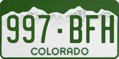 CO license plate 997BFH