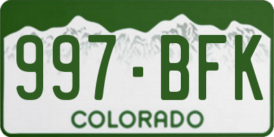 CO license plate 997BFK