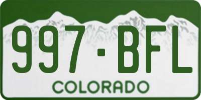 CO license plate 997BFL