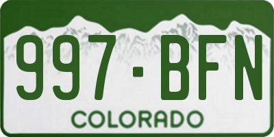 CO license plate 997BFN