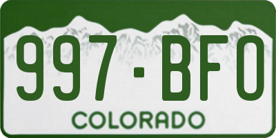 CO license plate 997BFO