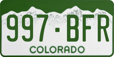CO license plate 997BFR