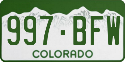 CO license plate 997BFW