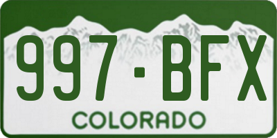 CO license plate 997BFX