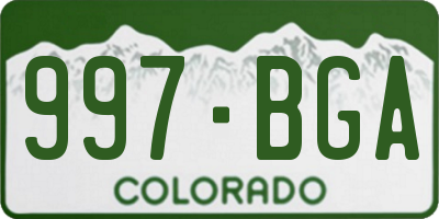 CO license plate 997BGA