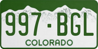 CO license plate 997BGL