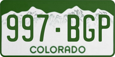 CO license plate 997BGP