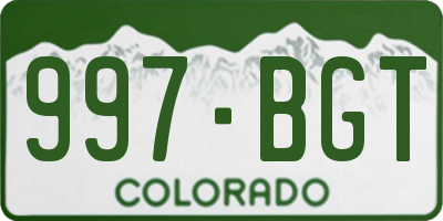 CO license plate 997BGT