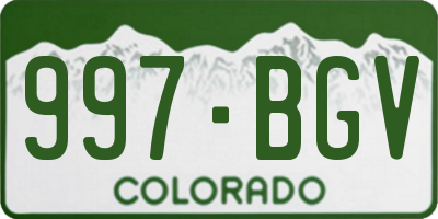 CO license plate 997BGV