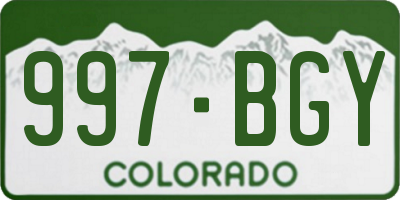 CO license plate 997BGY