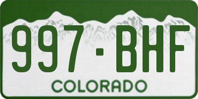CO license plate 997BHF