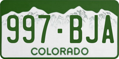 CO license plate 997BJA