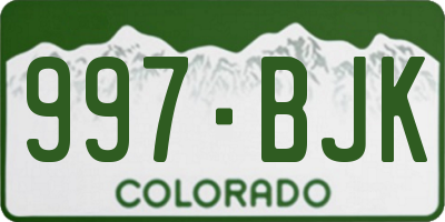 CO license plate 997BJK