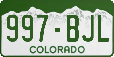 CO license plate 997BJL