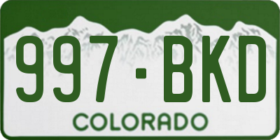CO license plate 997BKD