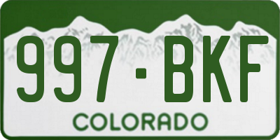 CO license plate 997BKF