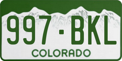 CO license plate 997BKL