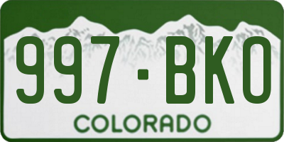 CO license plate 997BKO