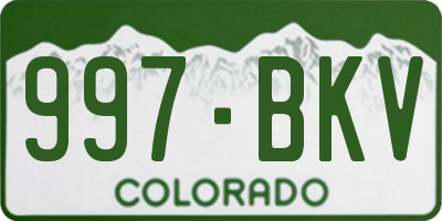 CO license plate 997BKV