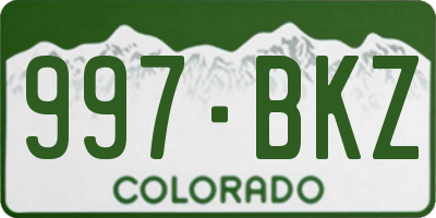 CO license plate 997BKZ