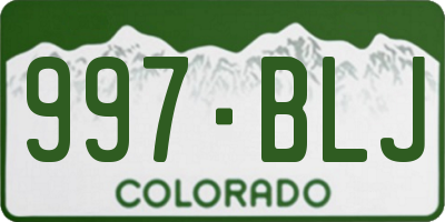 CO license plate 997BLJ
