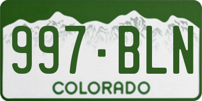 CO license plate 997BLN